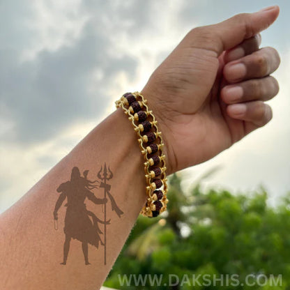 Modern Paanch Mukhi Rudraksha Bracelet (Gold-Plated)